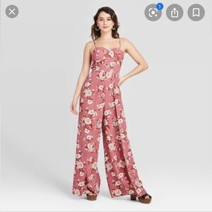 Floral Print Sleeveless Sweetheart Neck Bra Cup Jumpsuit